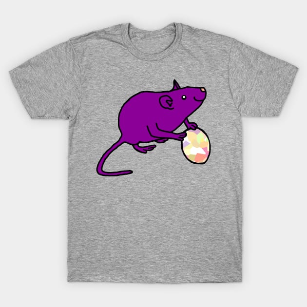 Purple Rat Holding an Easter Egg T-Shirt by ellenhenryart